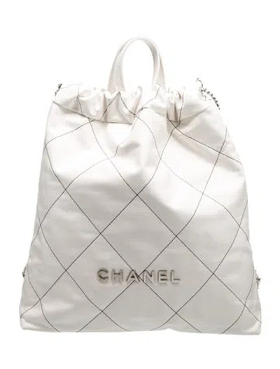 Pre-owned Chanel Large 22 Backpack In White