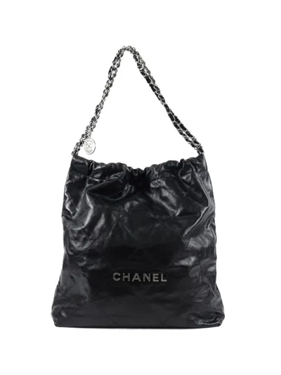 Pre-owned Chanel Large 22 Diamond-quilted Tote Bag In Black