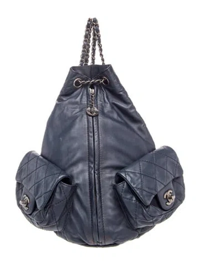 Pre-owned Chanel Large Backpack Is Back In Blue