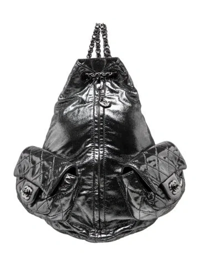 Pre-owned Chanel Large Backpack Is Back In Metallic/silver