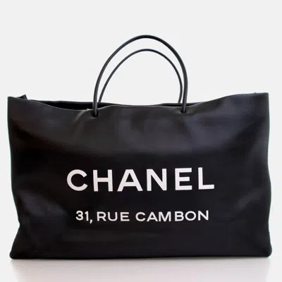 Pre-owned Chanel Large Black Calfskin Essential 31 Rue Cambon Tote