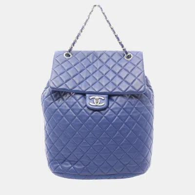 Pre-owned Chanel Large Blue Quilted Lambskin Urban Spirit Backpack