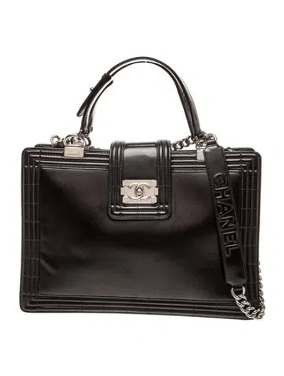 Pre-owned Chanel Large Boy Jetsetter Tote In Black