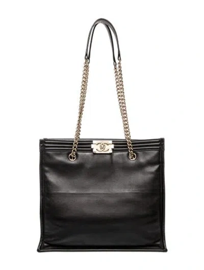 Pre-owned Chanel Large Boy Tote In Black