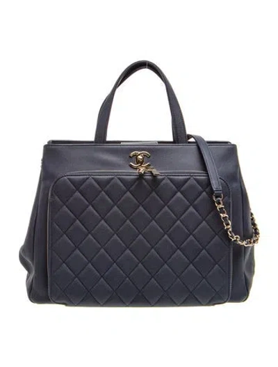 Pre-owned Chanel Large Business Affinity Shopping Tote In Blue