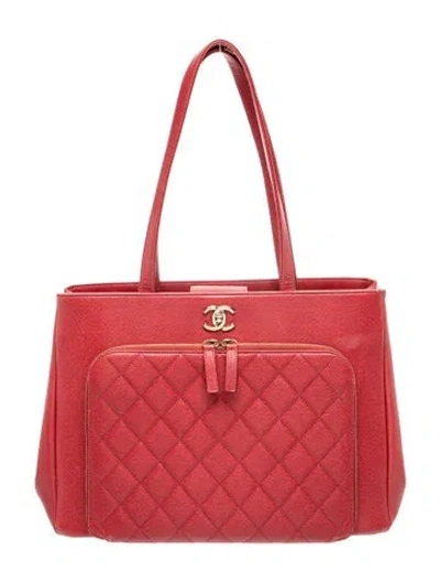 Pre-owned Chanel Large Business Affinity Tote In Red