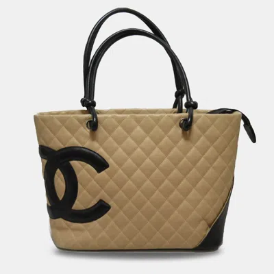 Pre-owned Chanel Large Cambon Ligne Tote In Beige