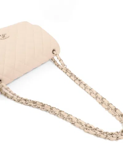 Pre-owned Chanel Large Cc Classic Chain Shoulder Bag In Neutral