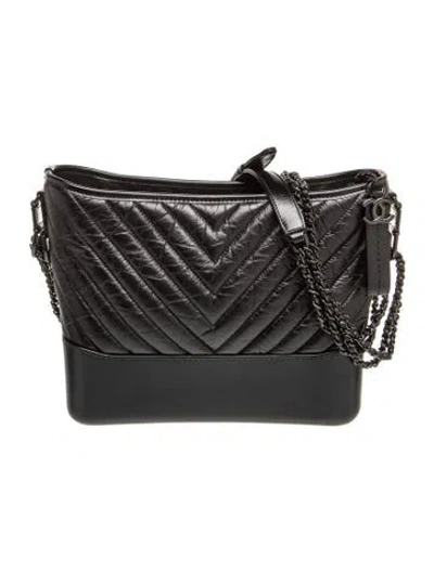 Pre-owned Chanel Large Chevron So Black Gabrielle Hobo