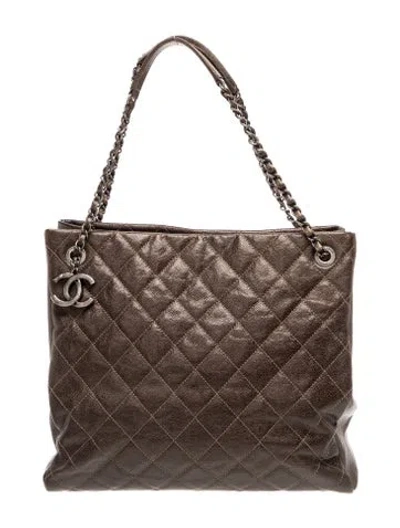 Pre-owned Chanel Large Chic Caviar Shopping Tote In Brown/metallic