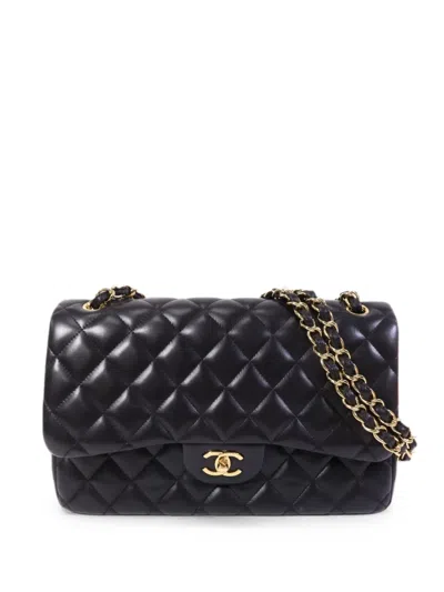 Pre-owned Chanel Large Classic Flap Quilted Shoulder Bag In Black