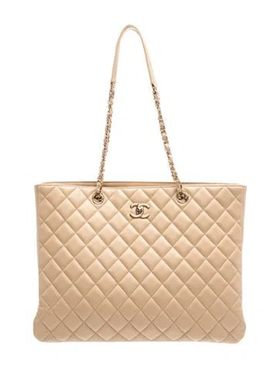 Pre-owned Chanel Large Classic Shopping Tote In Neutral