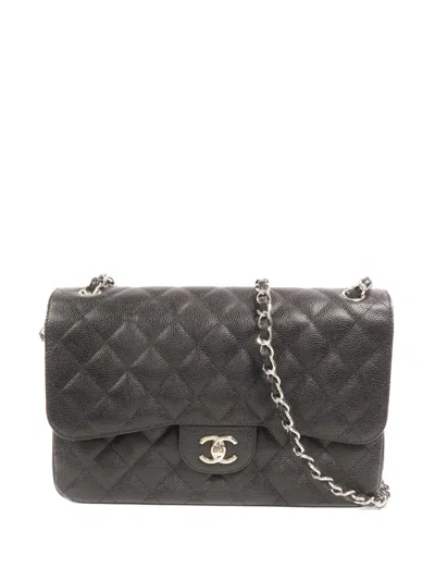 Pre-owned Chanel Large Classic Turn-lock Calfskin Shoulder Bag In Black