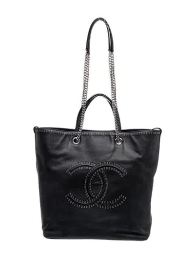 Pre-owned Chanel Large Coco Eyelets Tote In Black