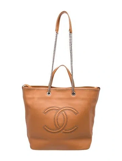Pre-owned Chanel Large Coco Eyelets Tote In Brown