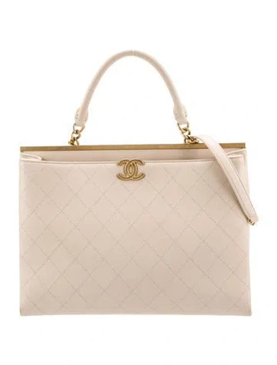 Pre-owned Chanel Large Coco Luxe Shopping Tote In Neutral