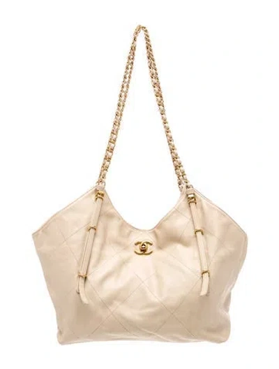 Pre-owned Chanel Large Coco Shopping Tote In Neutrals