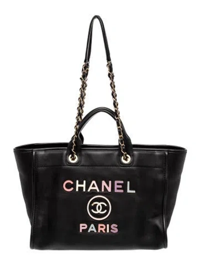 Pre-owned Chanel Large Deauville Tote In Black