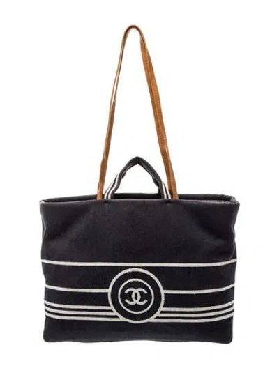 Pre-owned Chanel Large Denim Cc Shopping Tote In Blue