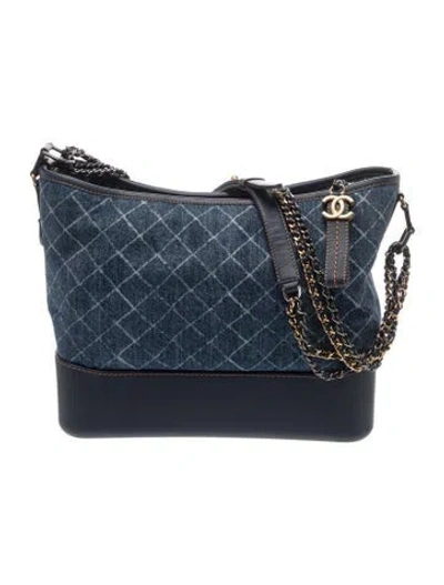 Pre-owned Chanel Large Denim Gabrielle Hobo In Blue