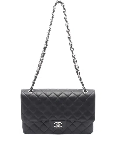 Pre-owned Chanel Large Double Flap Shoulder Bag In Black