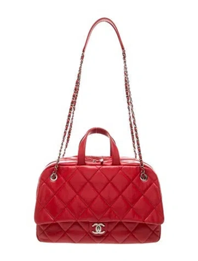 Pre-owned Chanel Large Express Bowling Bag In Red