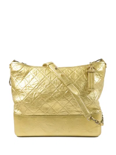 Pre-owned Chanel Large Gabrielle Quilted Shoulder Bag In Gold
