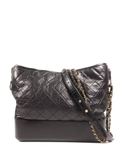 Pre-owned Chanel Large Gabrielle Shoulder Bag In Black