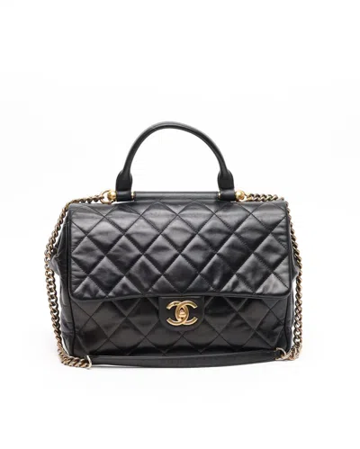 Pre-owned Chanel Large Glazed Castle Rock Top Handle Bag
