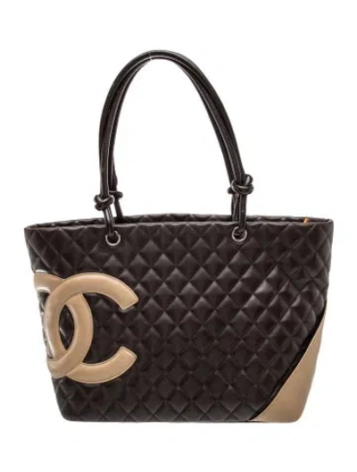 Pre-owned Chanel Large Ligne Cambon Tote In Brown
