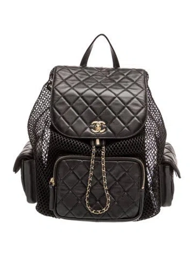 Pre-owned Chanel Large Mesh Duma Backpack In Black