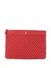 Chanel Large O Case Quilted Clutch Bag In Red