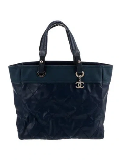 Pre-owned Chanel Large Paris Biarritz Tote In Blue