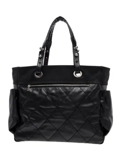 Pre-owned Chanel Large Paris-biarritz Shopping Tote In Black