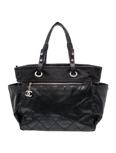 Pre-owned Chanel Large Paris-biarritz Shopping Tote In Black