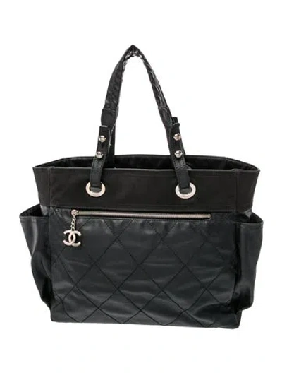 Pre-owned Chanel Large Paris-biarritz Shopping Tote In Black