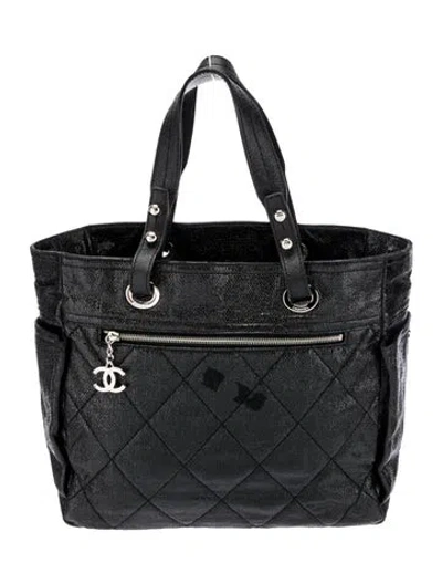 Pre-owned Chanel Large Paris-biarritz Tote In Black