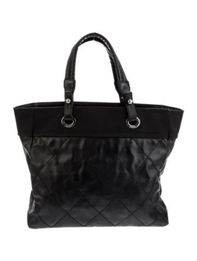 Pre-owned Chanel Large Paris-biarritz Tote In Black