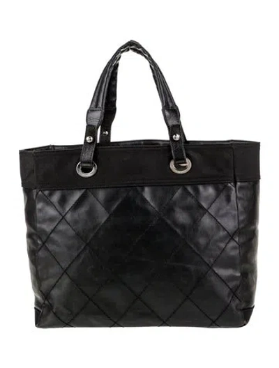 Pre-owned Chanel Large Paris-biarritz Tote In Black