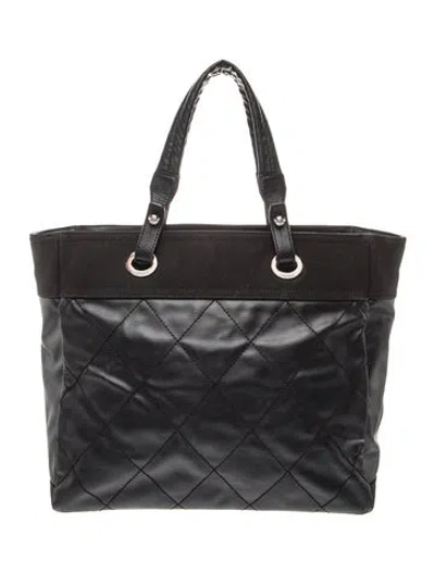 Pre-owned Chanel Large Paris-biarritz Tote In Black