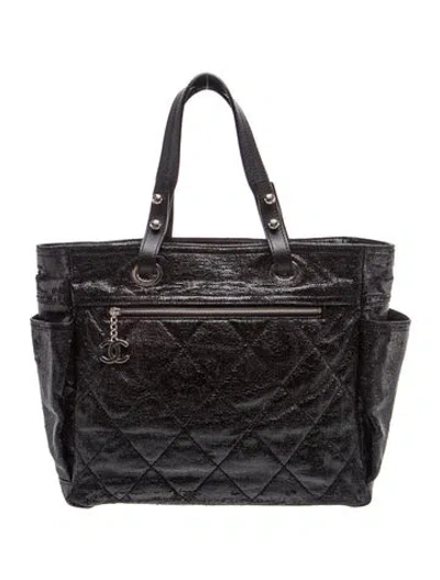 Pre-owned Chanel Large Paris-biarritz Tote In Black