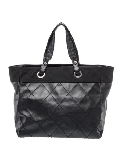Pre-owned Chanel Large Paris-biarritz Tote In Black