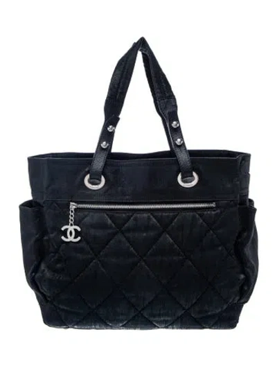 Pre-owned Chanel Large Paris-biarritz Tote In Black
