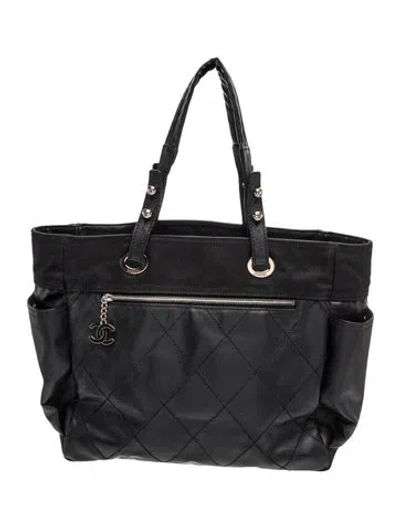 Pre-owned Chanel Large Paris-biarritz Tote In Black