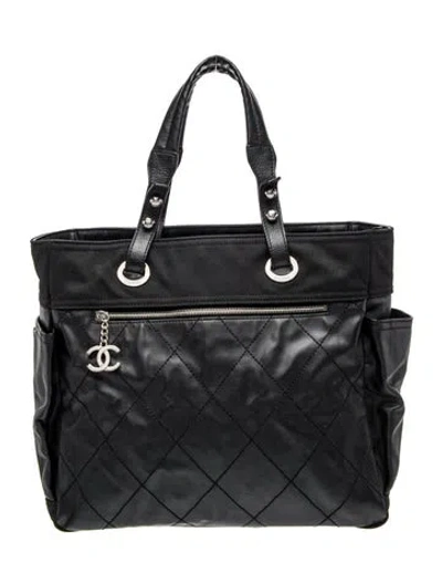 Pre-owned Chanel Large Paris-biarritz Tote In Black