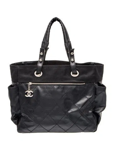 Pre-owned Chanel Large Paris-biarritz Tote In Black