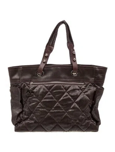 Pre-owned Chanel Large Paris-biarritz Tote In Brown