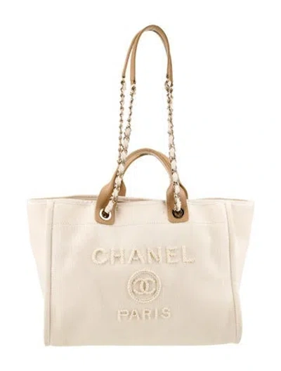 Pre-owned Chanel Large Pearl Deauville Tote In Neutral
