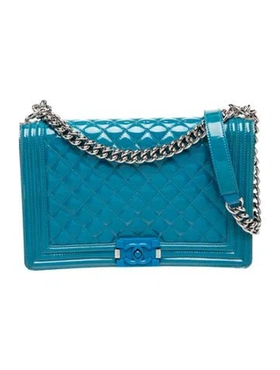 Pre-owned Chanel Large Plexiglass Boy Bag In Blue