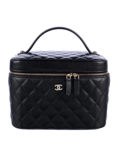 Pre-owned Chanel Large Quilted Vanity Case In Black